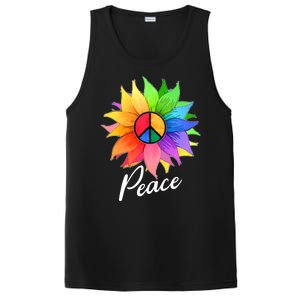 Cute Rainbow Peace Symbol Flower PosiCharge Competitor Tank