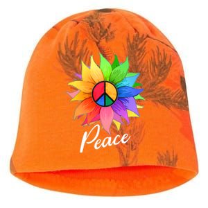 Cute Rainbow Peace Symbol Flower Kati - Camo Knit Beanie