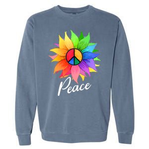 Cute Rainbow Peace Symbol Flower Garment-Dyed Sweatshirt