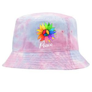 Cute Rainbow Peace Symbol Flower Tie-Dyed Bucket Hat