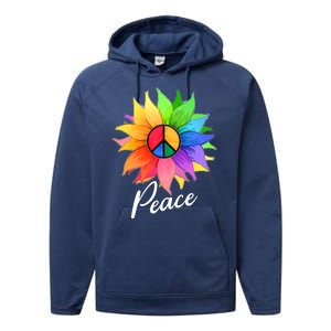 Cute Rainbow Peace Symbol Flower Performance Fleece Hoodie