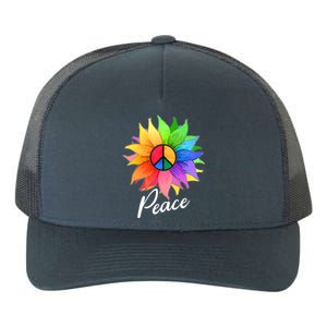 Cute Rainbow Peace Symbol Flower Yupoong Adult 5-Panel Trucker Hat