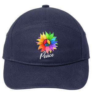 Cute Rainbow Peace Symbol Flower 7-Panel Snapback Hat