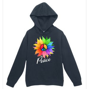 Cute Rainbow Peace Symbol Flower Urban Pullover Hoodie