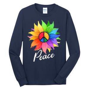 Cute Rainbow Peace Symbol Flower Tall Long Sleeve T-Shirt