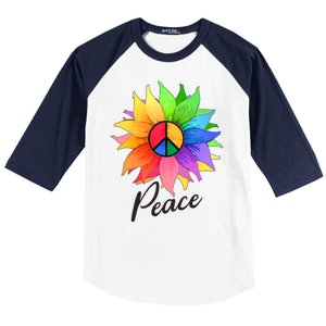 Cute Rainbow Peace Symbol Flower Baseball Sleeve Shirt