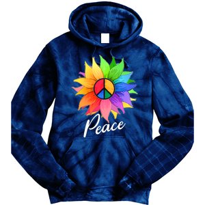 Cute Rainbow Peace Symbol Flower Tie Dye Hoodie