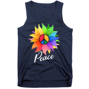 Cute Rainbow Peace Symbol Flower Tank Top