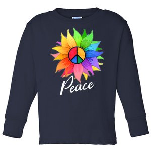 Cute Rainbow Peace Symbol Flower Toddler Long Sleeve Shirt