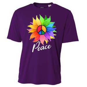 Cute Rainbow Peace Symbol Flower Cooling Performance Crew T-Shirt