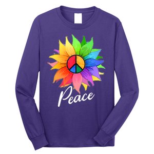 Cute Rainbow Peace Symbol Flower Long Sleeve Shirt