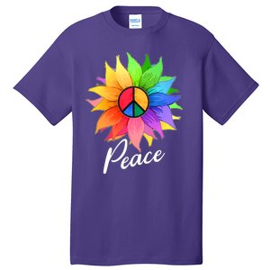 Cute Rainbow Peace Symbol Flower Tall T-Shirt