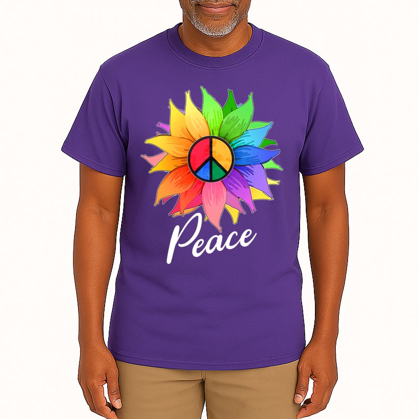 Cute Rainbow Peace Symbol Flower Tall T-Shirt