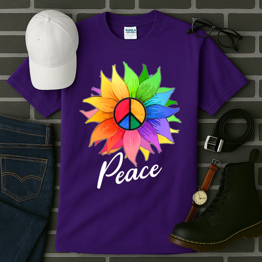 Cute Rainbow Peace Symbol Flower Tall T-Shirt
