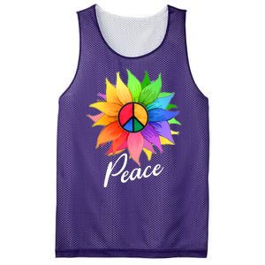 Cute Rainbow Peace Symbol Flower Mesh Reversible Basketball Jersey Tank