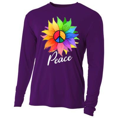 Cute Rainbow Peace Symbol Flower Cooling Performance Long Sleeve Crew