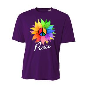 Cute Rainbow Peace Symbol Flower Performance Sprint T-Shirt