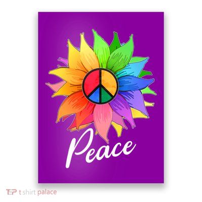 Cute Rainbow Peace Symbol Flower Poster