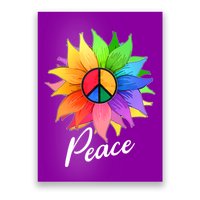 Cute Rainbow Peace Symbol Flower Poster