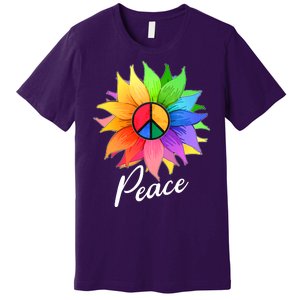 Cute Rainbow Peace Symbol Flower Premium T-Shirt