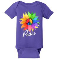 Cute Rainbow Peace Symbol Flower Baby Bodysuit