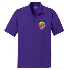 Cute Rainbow Peace Symbol Flower PosiCharge RacerMesh Polo