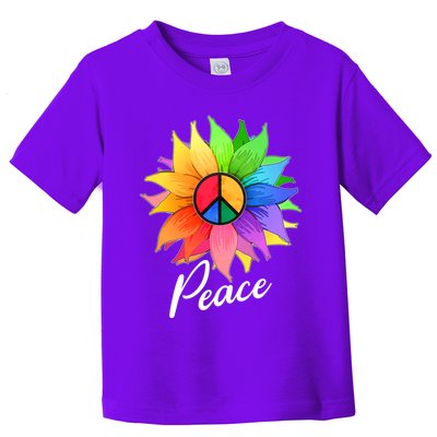 Cute Rainbow Peace Symbol Flower Toddler T-Shirt
