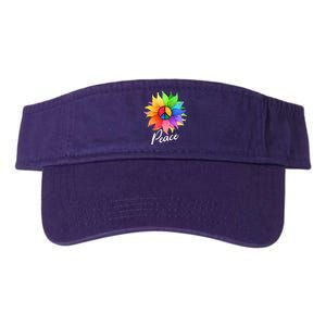 Cute Rainbow Peace Symbol Flower Valucap Bio-Washed Visor