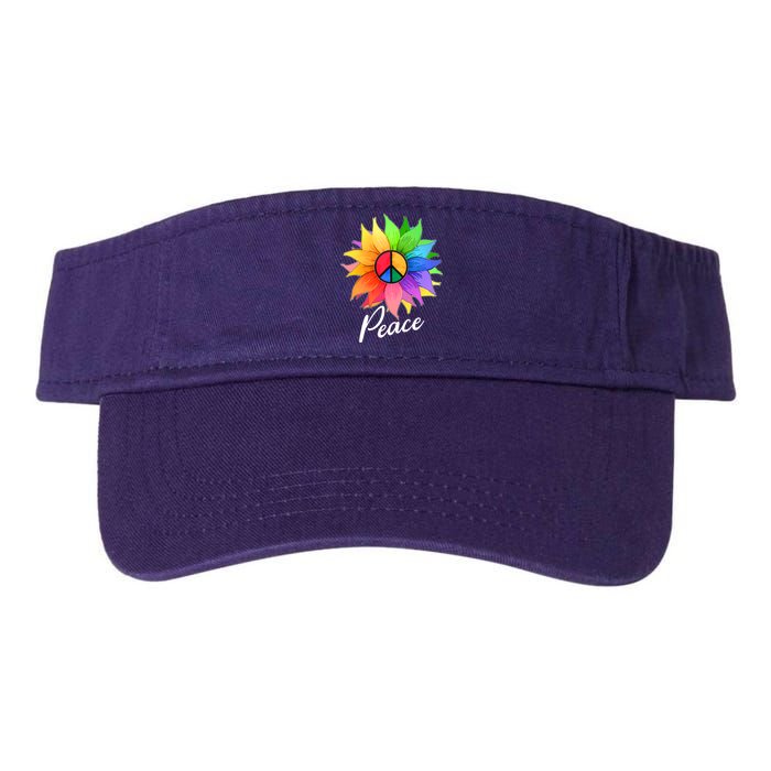 Cute Rainbow Peace Symbol Flower Valucap Bio-Washed Visor