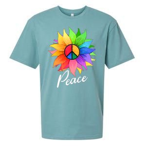 Cute Rainbow Peace Symbol Flower Sueded Cloud Jersey T-Shirt