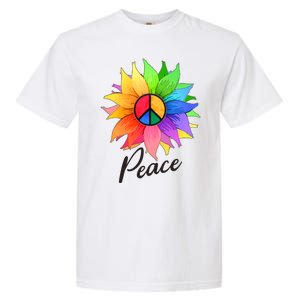 Cute Rainbow Peace Symbol Flower Garment-Dyed Heavyweight T-Shirt