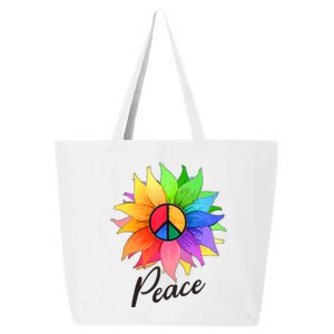 Cute Rainbow Peace Symbol Flower 25L Jumbo Tote