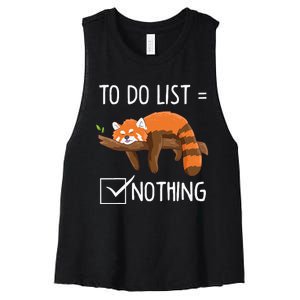 Cute Red Panda Lazy Tired Chilling To Do List Nothing Pandas Women's Racerback Cropped Tank