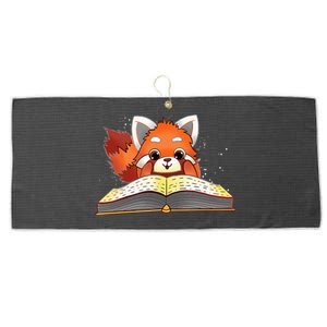 Cute Red Panda Reading A Book Lover Bookworm Love Large Microfiber Waffle Golf Towel