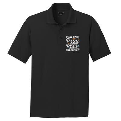 Christian Religious Pray On It Pray Over It Pray Through It Gift PosiCharge RacerMesh Polo