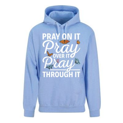 Christian Religious Pray On It Pray Over It Pray Through It Gift Unisex Surf Hoodie