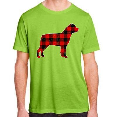 Christmas Rottweiler Pajama Pj Christmas Dog Buffalo Plaid Adult ChromaSoft Performance T-Shirt