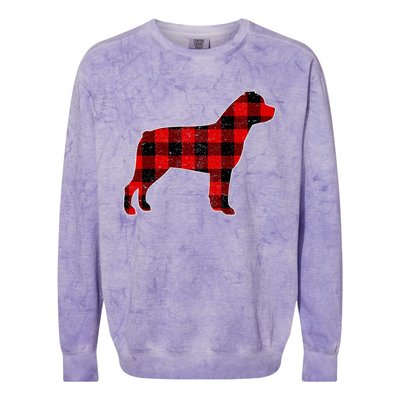 Christmas Rottweiler Pajama Pj Christmas Dog Buffalo Plaid Colorblast Crewneck Sweatshirt