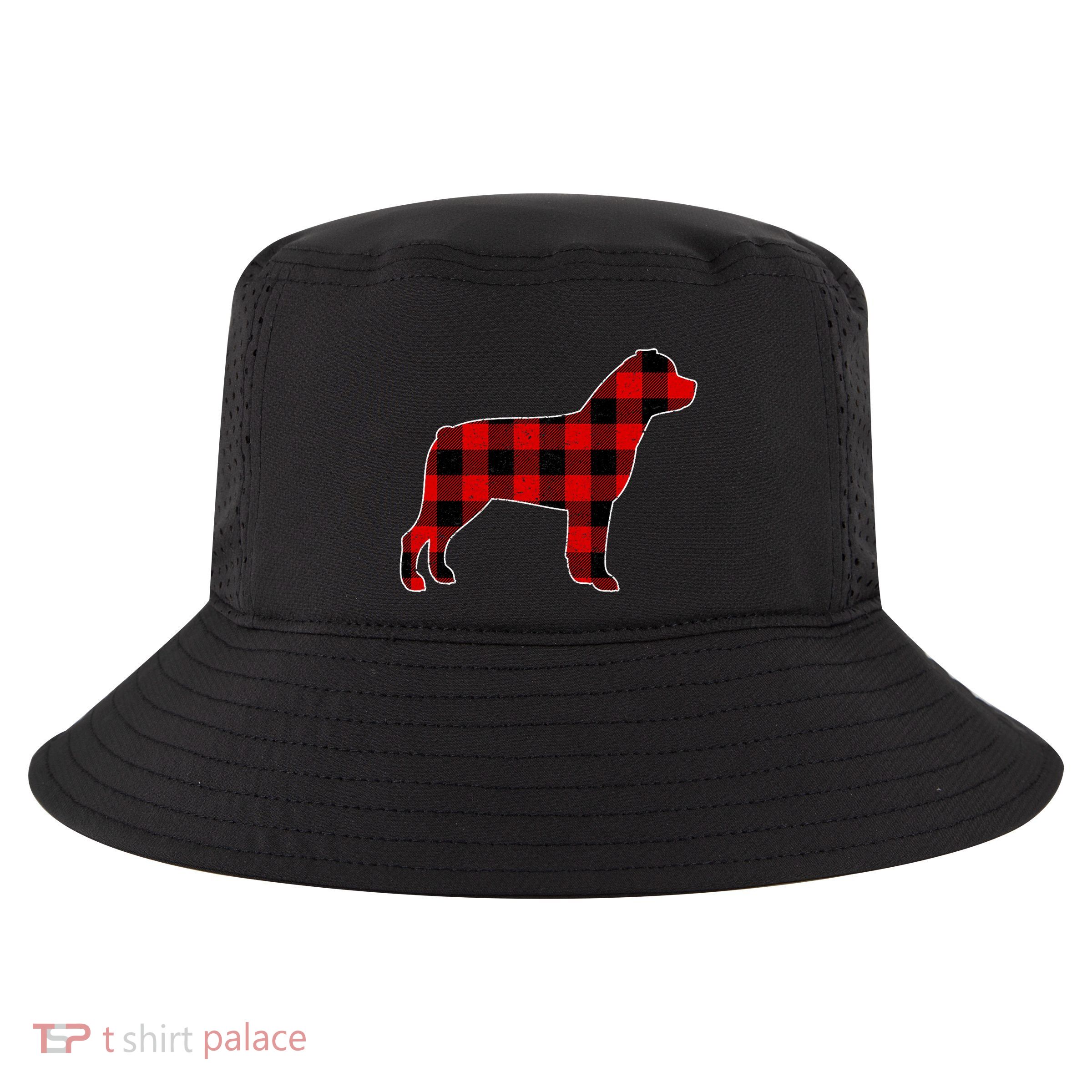 Christmas Rottweiler Pajama Pj Christmas Dog Buffalo Plaid Cool Comfort Performance Bucket Hat