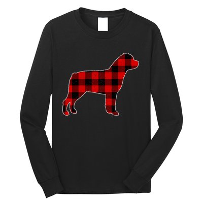 Christmas Rottweiler Pajama Pj Christmas Dog Buffalo Plaid Long Sleeve Shirt