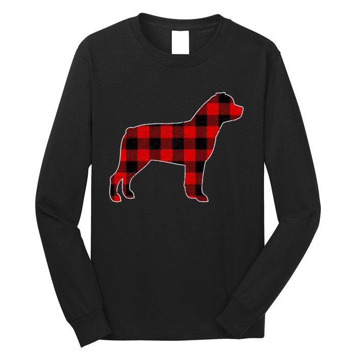 Christmas Rottweiler Pajama Pj Christmas Dog Buffalo Plaid Long Sleeve Shirt