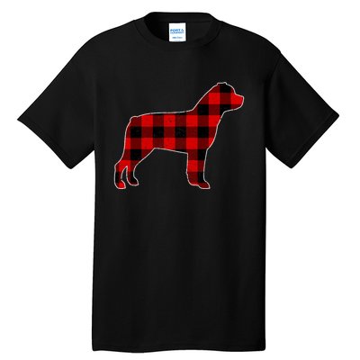 Christmas Rottweiler Pajama Pj Christmas Dog Buffalo Plaid Tall T-Shirt