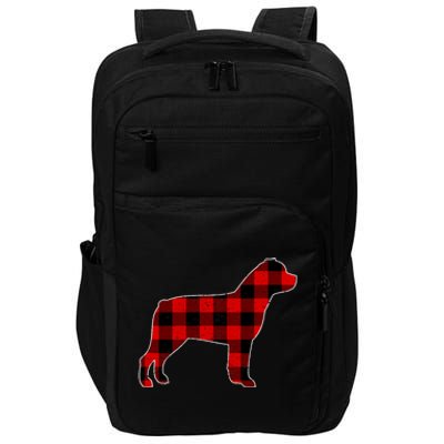 Christmas Rottweiler Pajama Pj Christmas Dog Buffalo Plaid Impact Tech Backpack