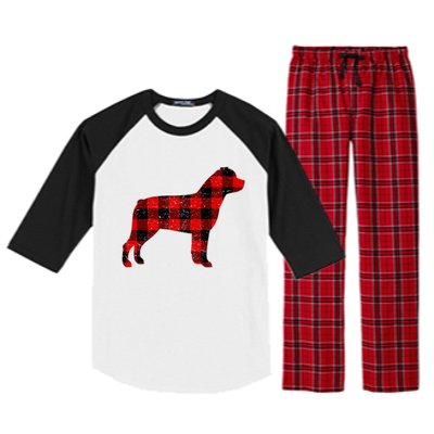 Christmas Rottweiler Pajama Pj Christmas Dog Buffalo Plaid Raglan Sleeve Pajama Set