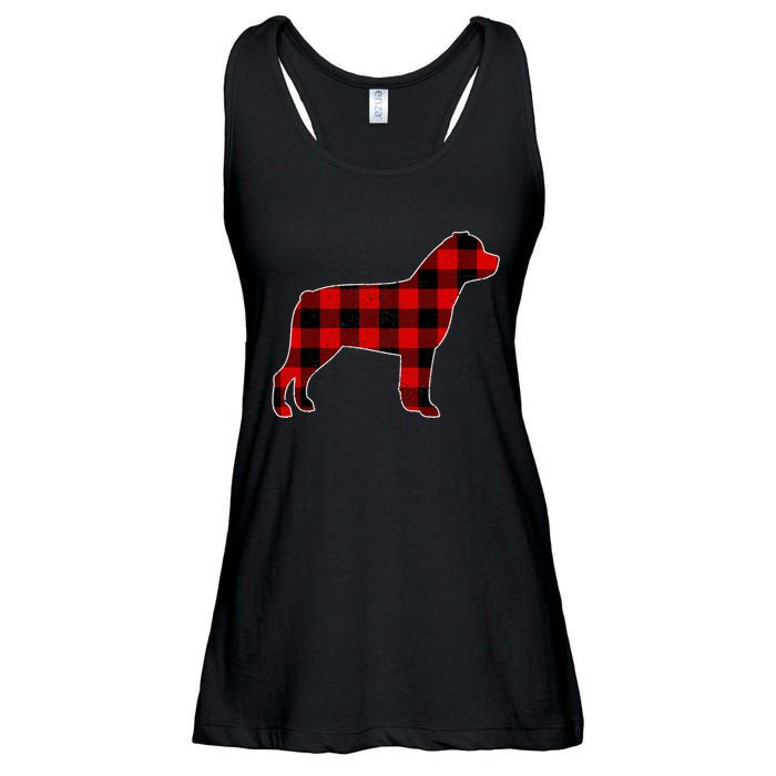 Christmas Rottweiler Pajama Pj Christmas Dog Buffalo Plaid Ladies Essential Flowy Tank