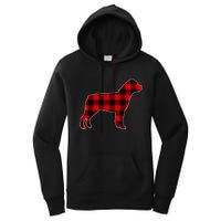 Christmas Rottweiler Pajama Pj Christmas Dog Buffalo Plaid Women's Pullover Hoodie