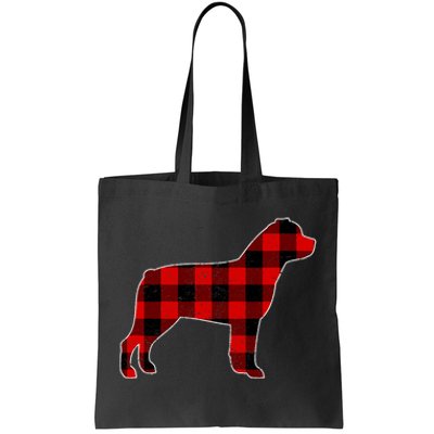 Christmas Rottweiler Pajama Pj Christmas Dog Buffalo Plaid Tote Bag