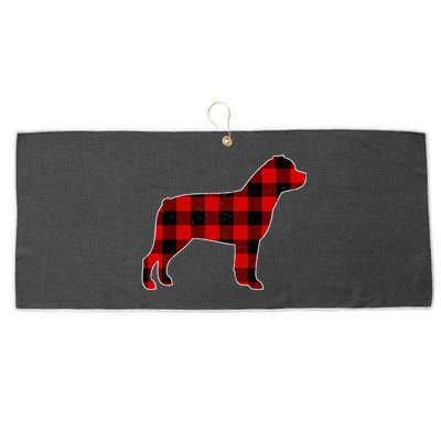 Christmas Rottweiler Pajama Pj Christmas Dog Buffalo Plaid Large Microfiber Waffle Golf Towel