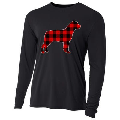 Christmas Rottweiler Pajama Pj Christmas Dog Buffalo Plaid Cooling Performance Long Sleeve Crew