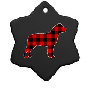 Christmas Rottweiler Pajama Pj Christmas Dog Buffalo Plaid Ceramic Star Ornament